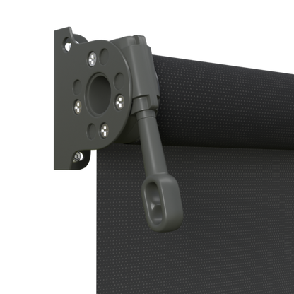 Crank Outdoor Blind - Black Fabric with Woodland Grey Brackets