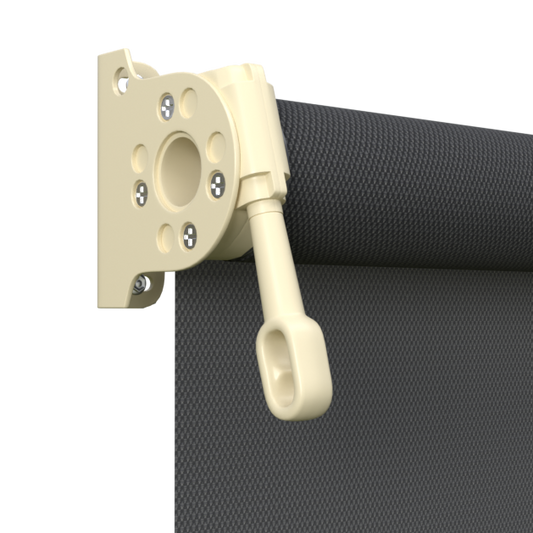 Crank Outdoor Blind - Flint Fabric with Classic Cream Brackets