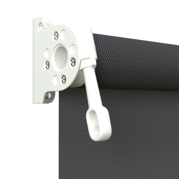 Crank Outdoor Blind - Flint Fabric with Dover White Brackets