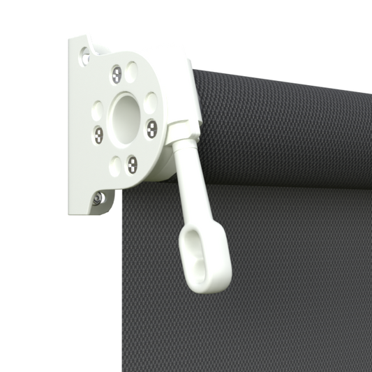 Crank Outdoor Blind - Flint Fabric with Dover White Brackets