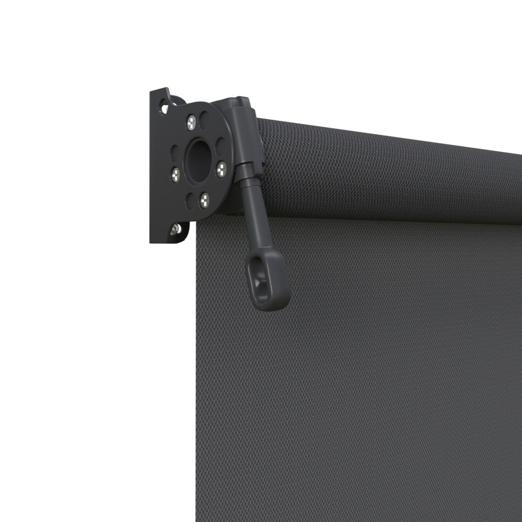 Crank Outdoor Blind - Flint Fabric with Monument Brackets