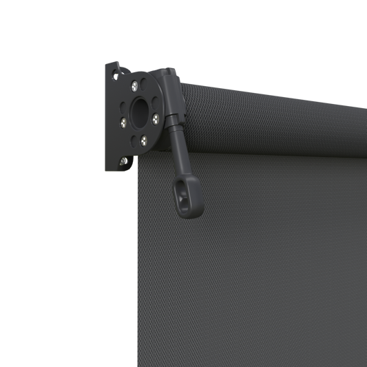 Crank Outdoor Blind - Flint Fabric with Monument Brackets