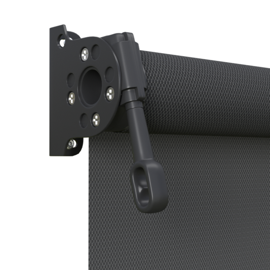 Crank Outdoor Blind - Flint Fabric with Monument Brackets