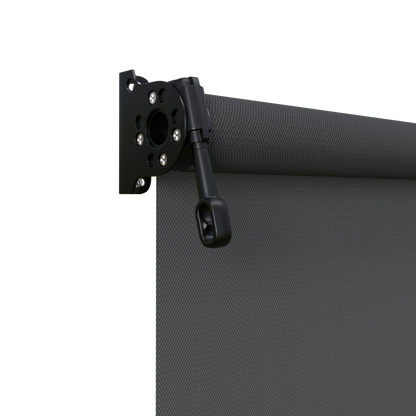 Crank Outdoor Blind - Flint Fabric with Nightsky Black Brackets