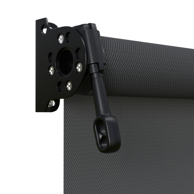 Crank Outdoor Blind - Flint Fabric with Nightsky Black Brackets