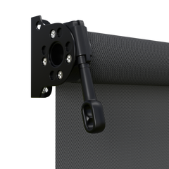 Crank Outdoor Blind - Flint Fabric with Nightsky Black Brackets