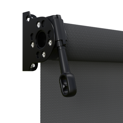Crank Outdoor Blind - Flint Fabric with Nightsky Black Brackets