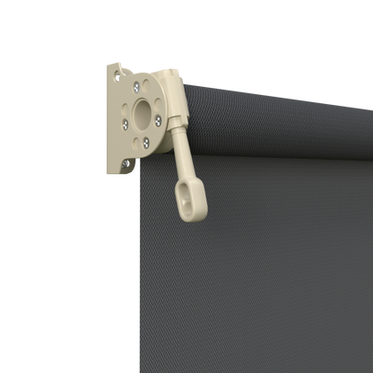 Crank Outdoor Blind - Flint Fabric with Paperbark Brackets