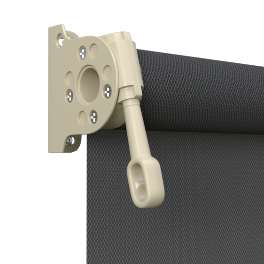 Crank Outdoor Blind - Flint Fabric with Paperbark Brackets