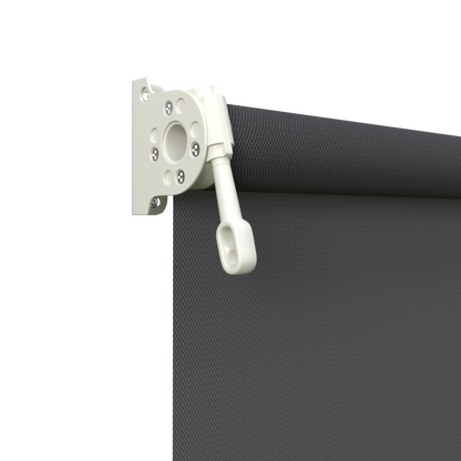 Crank Outdoor Blind - Flint Fabric with Surfmist Brackets