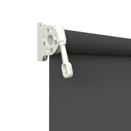 Crank Outdoor Blind - Flint Fabric with Surfmist Brackets