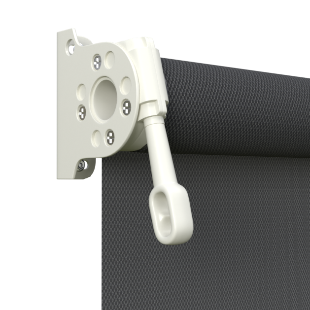 Crank Outdoor Blind - Flint Fabric with Surfmist Brackets