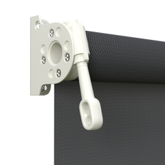 Crank Outdoor Blind - Flint Fabric with Surfmist Brackets