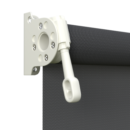 Crank Outdoor Blind - Flint Fabric with Surfmist Brackets