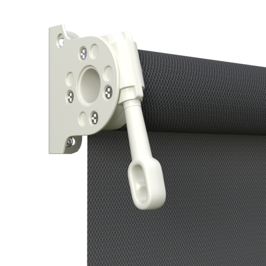 Crank Outdoor Blind - Flint Fabric with Surfmist Brackets