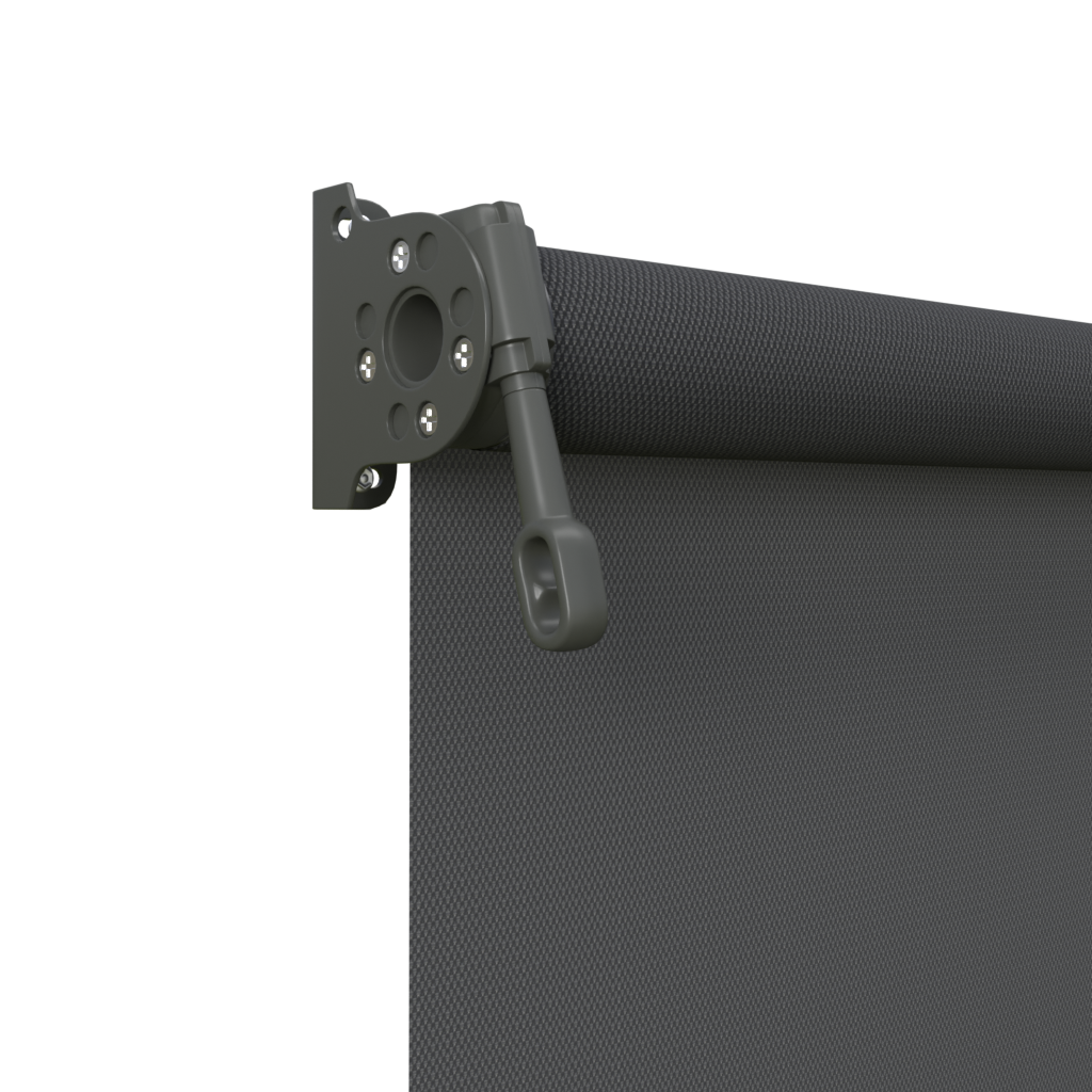 Crank Outdoor Blind - Flint Fabric with Woodland Grey Brackets