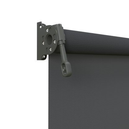 Crank Outdoor Blind - Flint Fabric with Woodland Grey Brackets
