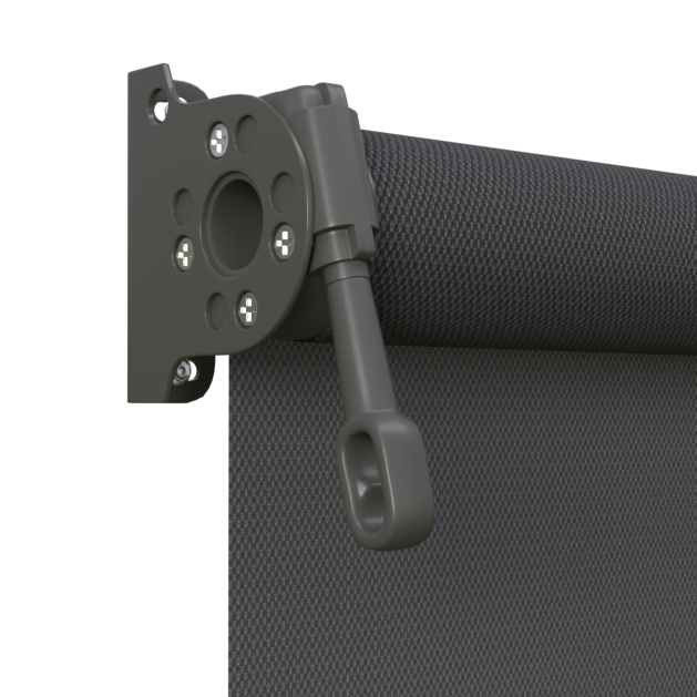 Crank Outdoor Blind - Flint Fabric with Woodland Grey Brackets