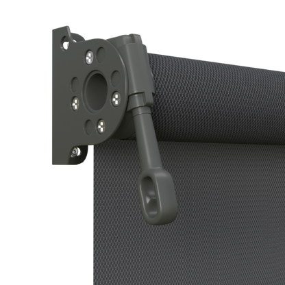 Crank Outdoor Blind - Flint Fabric with Woodland Grey Brackets