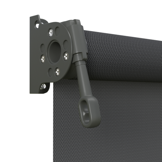 Crank Outdoor Blind - Flint Fabric with Woodland Grey Brackets