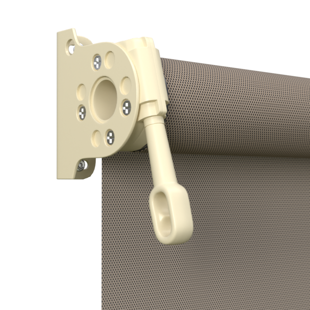 Crank Outdoor Blind - Caramel Fabric with Classic Cream Brackets