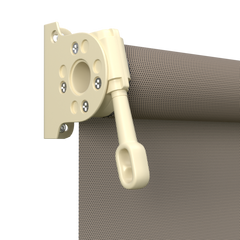 Crank Outdoor Blind - Caramel Fabric with Classic Cream Brackets
