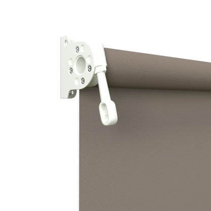 Crank Outdoor Blind - Caramel Fabric with Dover White Brackets