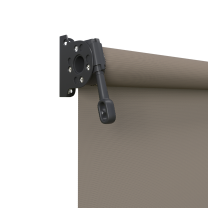 Crank Outdoor Blind - Caramel Fabric with Monument Brackets