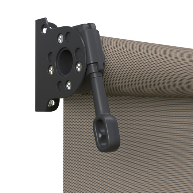 Crank Outdoor Blind - Caramel Fabric with Monument Brackets