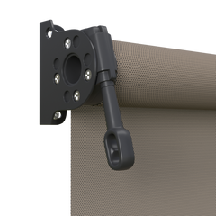 Crank Outdoor Blind - Caramel Fabric with Monument Brackets