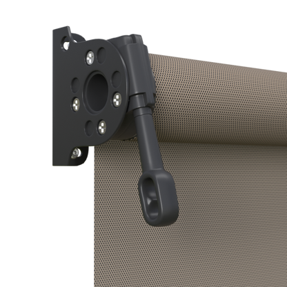 Crank Outdoor Blind - Caramel Fabric with Monument Brackets