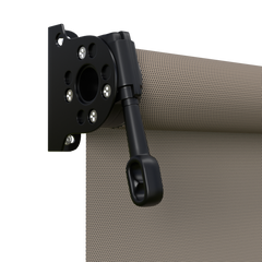 Crank Outdoor Blind - Caramel Fabric with Nightsky Black Brackets