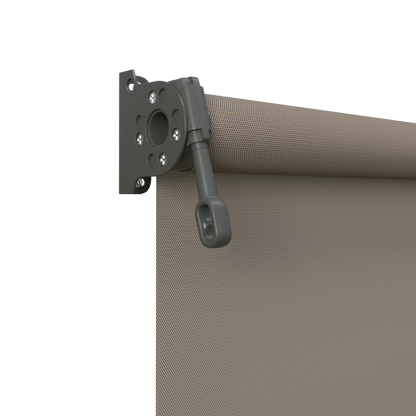 Crank Outdoor Blind - Caramel Fabric with Woodland Grey Brackets