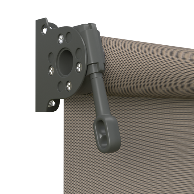 Crank Outdoor Blind - Caramel Fabric with Woodland Grey Brackets