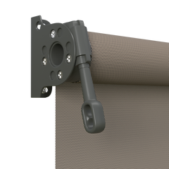 Crank Outdoor Blind - Caramel Fabric with Woodland Grey Brackets