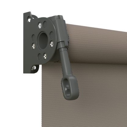 Crank Outdoor Blind - Caramel Fabric with Woodland Grey Brackets