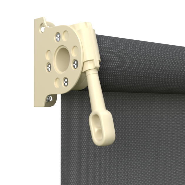 Crank Outdoor Blind - Charcoal Fabric with Classic Cream Brackets