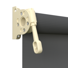 Crank Outdoor Blind - Charcoal Fabric with Classic Cream Brackets