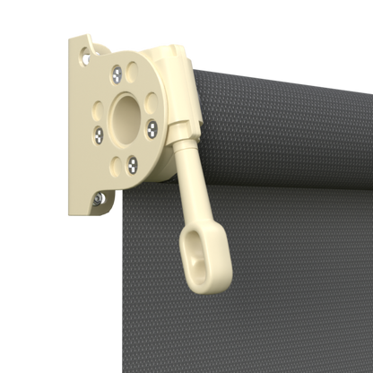 Crank Outdoor Blind - Charcoal Fabric with Classic Cream Brackets