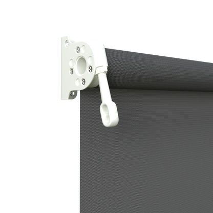 Crank Outdoor Blind - Charcoal Fabric with Dover White Brackets