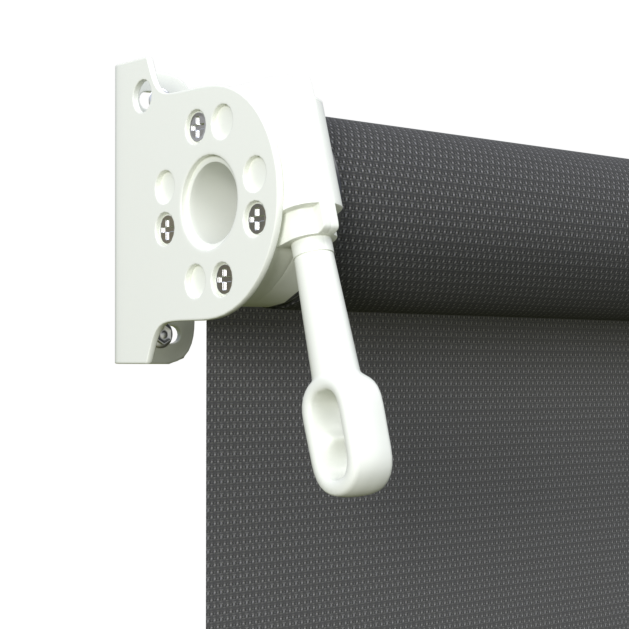 Crank Outdoor Blind - Charcoal Fabric with Dover White Brackets