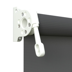 Crank Outdoor Blind - Charcoal Fabric with Dover White Brackets