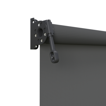 Crank Outdoor Blind - Charcoal Fabric with Monument Brackets