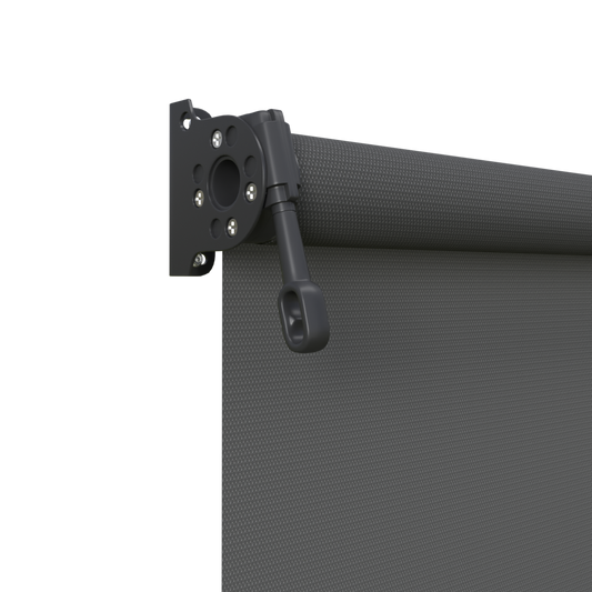 Crank Outdoor Blind - Charcoal Fabric with Monument Brackets