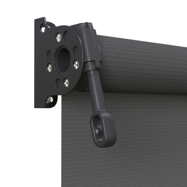 Crank Outdoor Blind - Charcoal Fabric with Monument Brackets