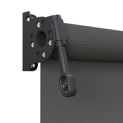 Crank Outdoor Blind - Charcoal Fabric with Monument Brackets