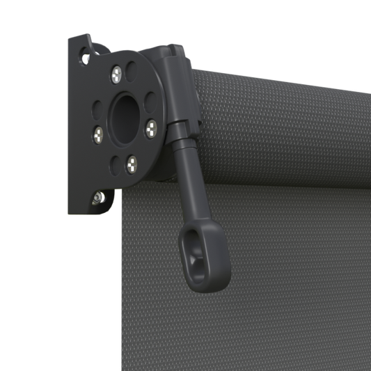 Crank Outdoor Blind - Charcoal Fabric with Monument Brackets