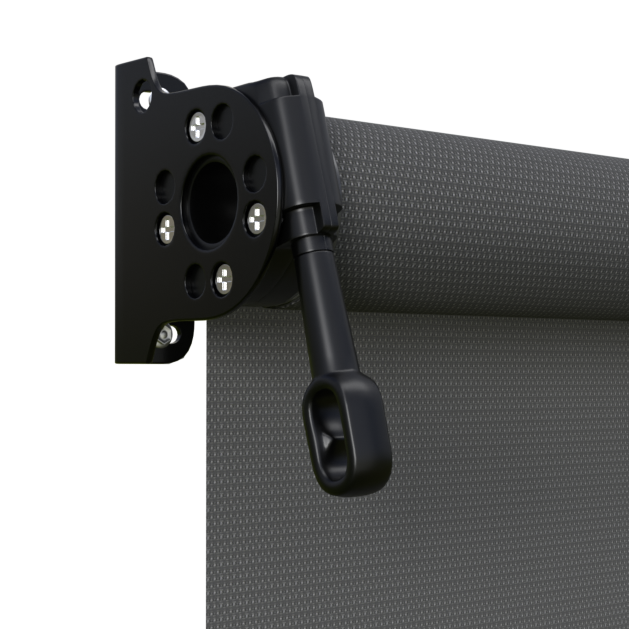 Crank Outdoor Blind - Charcoal Fabric with Nightsky Black Brackets
