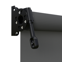 Crank Outdoor Blind - Charcoal Fabric with Nightsky Black Brackets