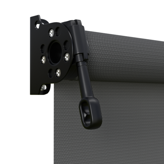 Crank Outdoor Blind - Charcoal Fabric with Nightsky Black Brackets